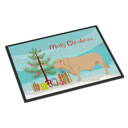 Carolines Treasures Charolais Cow Christmas Indoor or Outdoor Mat - 18 x 27 in. BB9193MAT